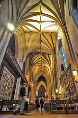 Image showing interior of a national cathedral gothic classic architecture