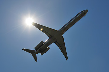 Image showing jet approaching airport