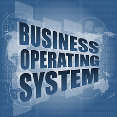 Image showing business operating system word on digital touch screen