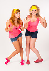 Image showing Duet of pretty girls dancing