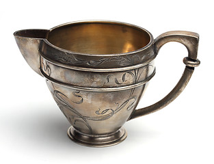Image showing Antiquarian silver jug for milk