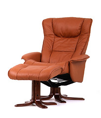 Image showing Brown recliner with footstool