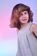 Image showing  pretty 8 year old girl in silver dress