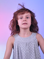 Image showing  pretty 8 year old girl in silver dress