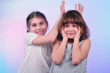 Image showing happy laughing girls talking and having fun