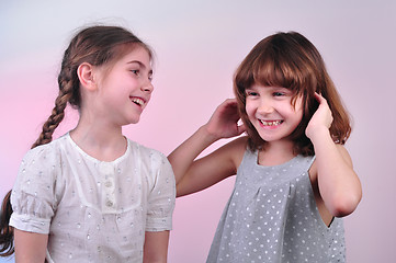 Image showing happy laughing girls talking and having fun