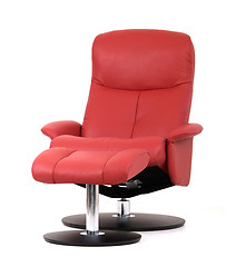 Image showing Red recliner with footstool