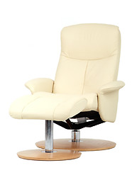 Image showing Off-white recliner with footstool