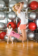 Image showing Pretty girls in fitness center