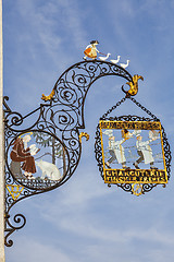 Image showing Traditional Butcher's Shop Sign in Colmar