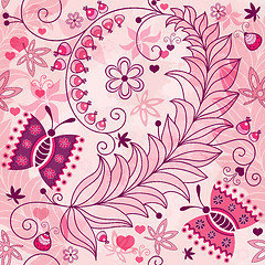 Image showing Seamless spring grunge floral pattern