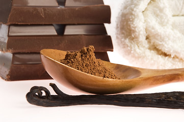 Image showing spa chocolate aromatherapy items