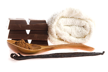 Image showing spa chocolate aromatherapy items