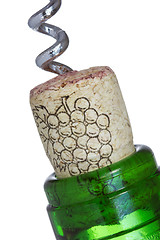 Image showing Corkscrew with a bottle