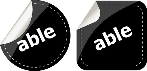 Image showing able word black stickers set icon button