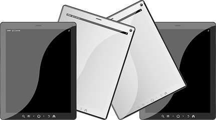 Image showing Set of mobile electronic technics. tablet pc set