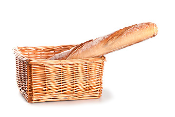 Image showing fresh baguette in a basket 