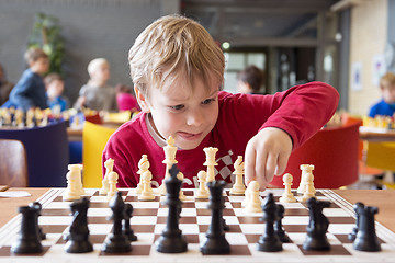 Image showing Young chess player at a tournament