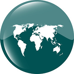 Image showing Globe icon, earth world map on web button