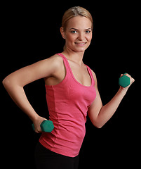 Image showing Woman with Dumbbells