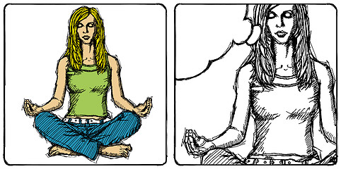 Image showing Vector Woman Meditation in Lotus Pose