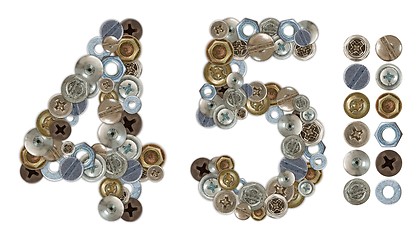 Image showing Numbers 4 and 5 made of various screw heads