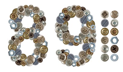 Image showing Numbers 8 and 9 made of various screw heads