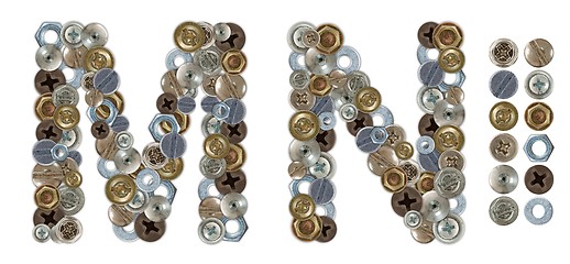 Image showing Characters M and N made of nuts and bolts head