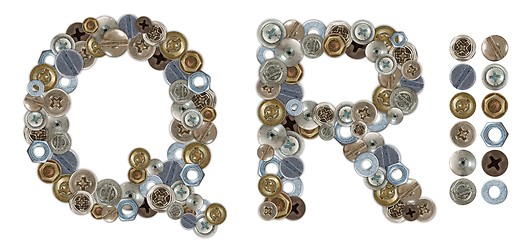 Image showing Characters Q and R made of nuts and bolts head