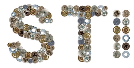 Image showing Characters S and T made of nuts and bolts head