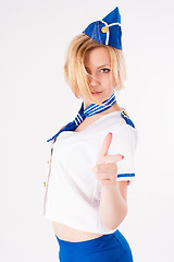 Image showing Young beautiful air hostess