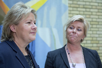 Image showing Erna Solberg and Siv Jensen