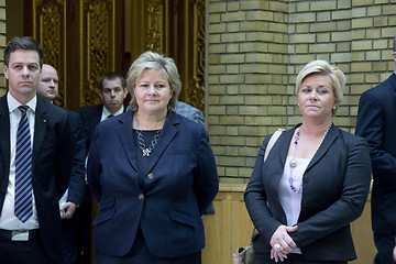 Image showing Knut Arild Hareide, Siv Jensen and Erna Solberg