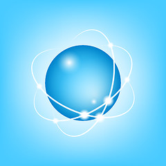 Image showing 3D Vector Atom on blue