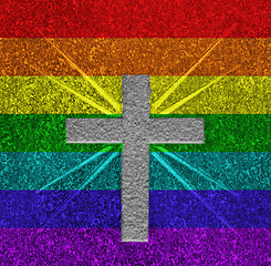 Image showing Rainbow flag cross