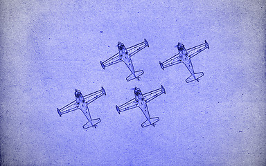 Image showing Drawing of four small airplanes