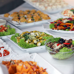 Image showing Variety of cold vegetables on a buffet