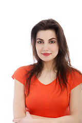 Image showing Young brunette woman smiling, portrait