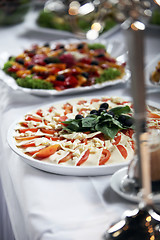 Image showing Platter of mozzarella cheese and tomato