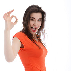 Image showing Attractive woman giving a perfect gesture