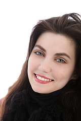 Image showing Blue eyed happy young woman looking at camera