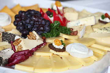 Image showing Cheese platter on a buffet