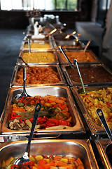 Image showing Hot vegetables on a catered buffet