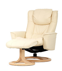 Image showing Off-white recliner with footstool