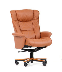 Image showing Brown luxury office chair