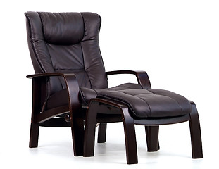 Image showing Black leather recliner