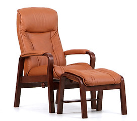 Image showing Brown leather recliner