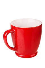 Image showing Red ceramic mug, isolated on white