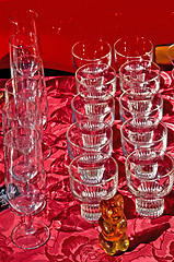 Image showing bric-a-brac market with wine glasses