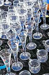 Image showing bric-a-brac market with wine glasses